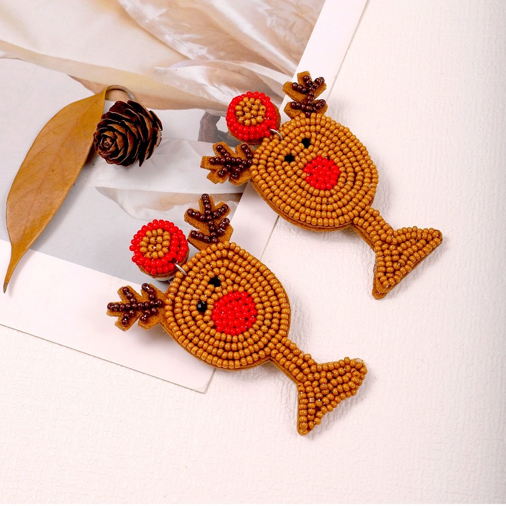 Reindeer Beaded Earrings
